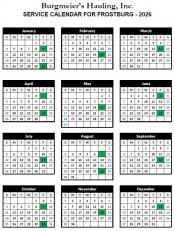 2026 Burgmeier's Frostburg Recycling Calendar 