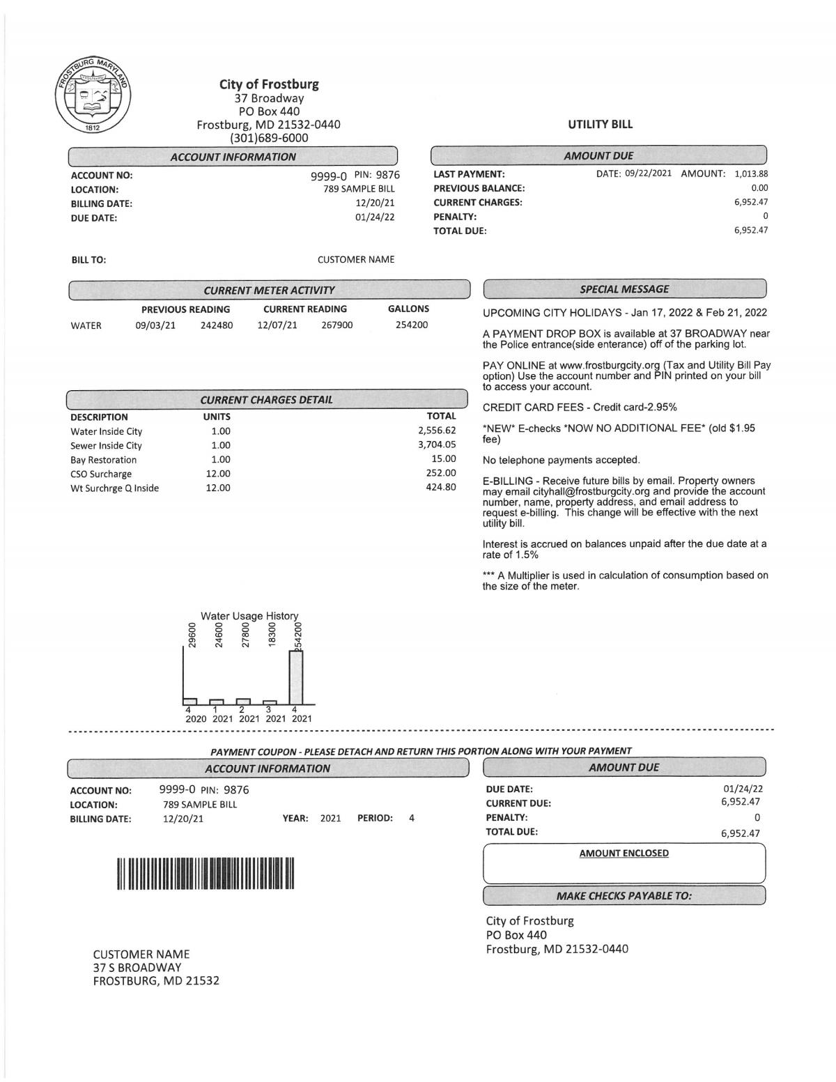 Sample Bill Multiple Units over 50,000 usage